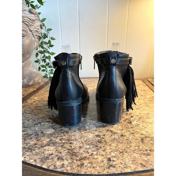 Circus Sam Edelman Jolie Black Fringe Ankle Boots Womens 8 Boho Moto Biker - Picture 4 of 10